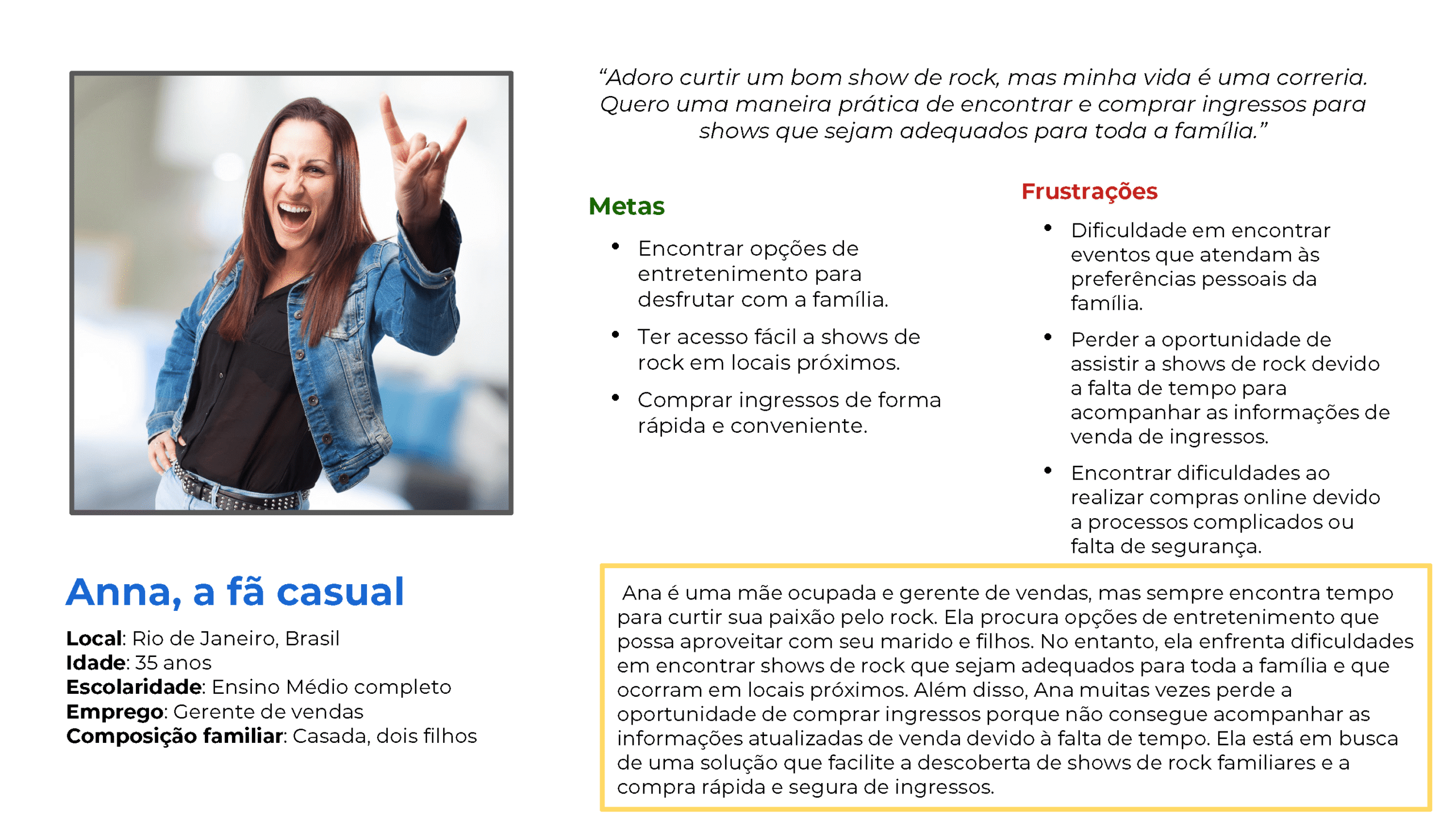Persona Ana, madre y gerente de ventas