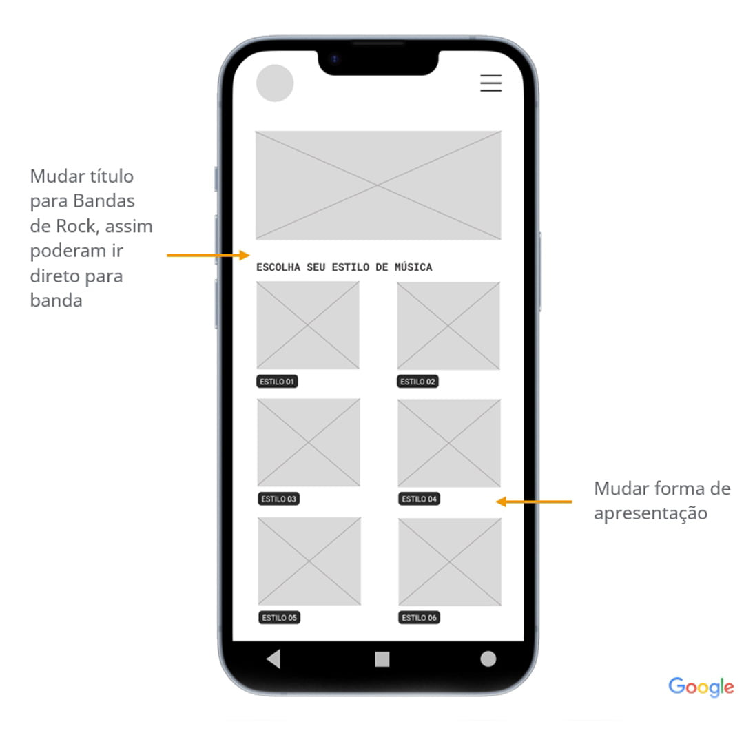 Wireframe digital, otra pantalla